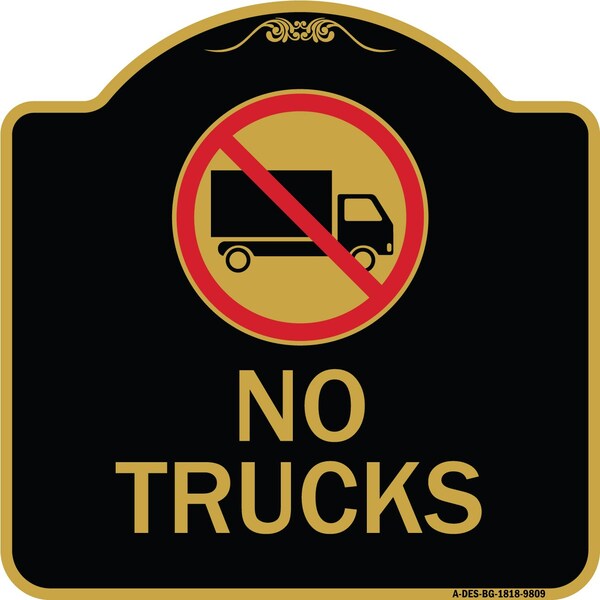 Designer Series-No Trucks With Graphic Black & Gold Heavy-Gauge Aluminum, 18" x 18", BG-1818-9809